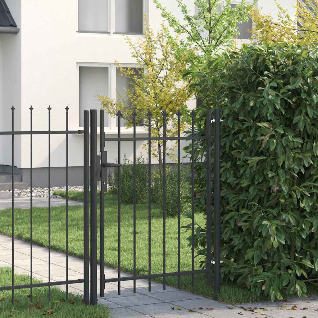 Fence Gate Grey 100 x 120 cm Powder coated steel