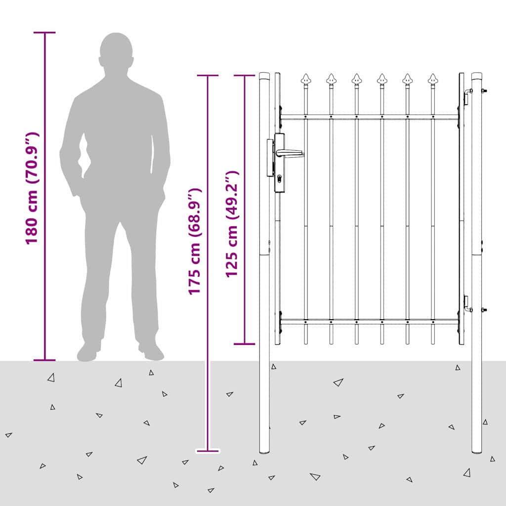 Fence Gate Grey 100 x 120 cm Powder coated steel