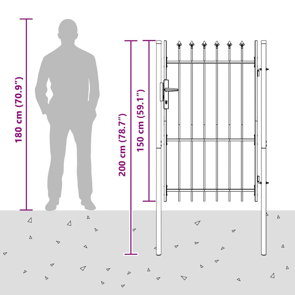 Fence Gate Grey 100 x 150 cm Powder coated steel