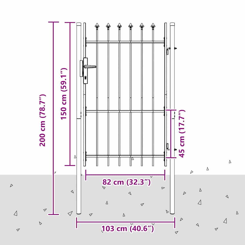 Fence Gate Grey 100 x 150 cm Powder coated steel