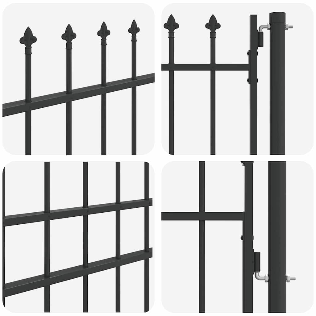 Fence Gate Grey 100 x 200 cm Powder coated steel