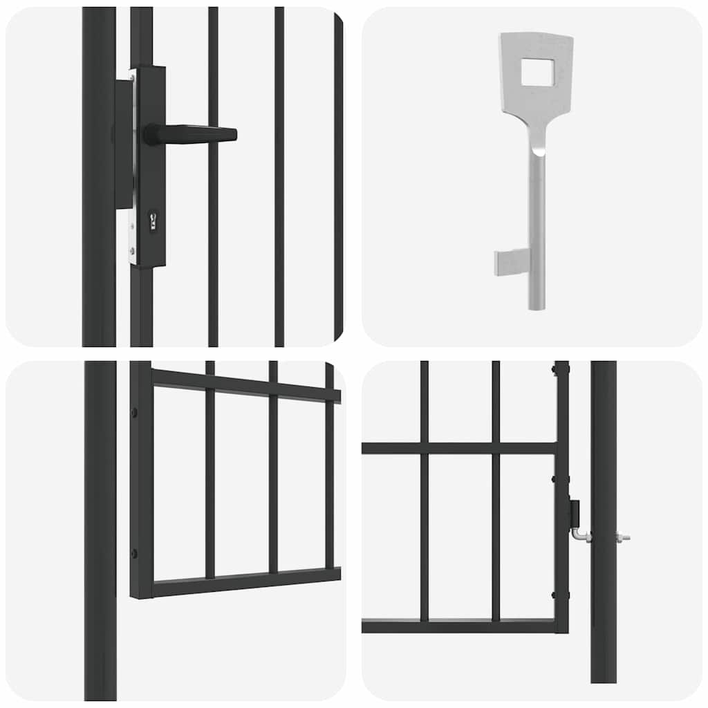 Fence Gate Grey 100 x 200 cm Powder coated steel