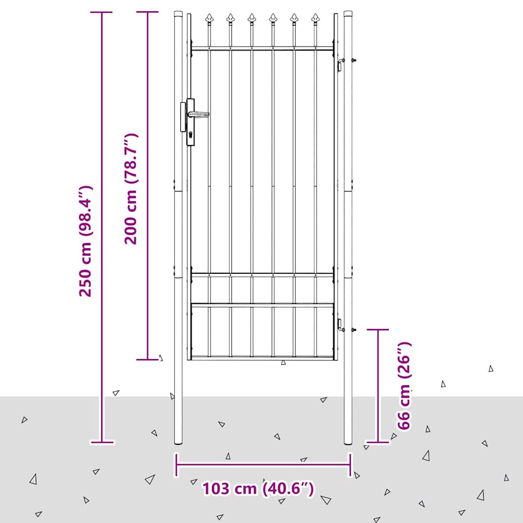 Fence Gate Grey 100 x 200 cm Powder coated steel