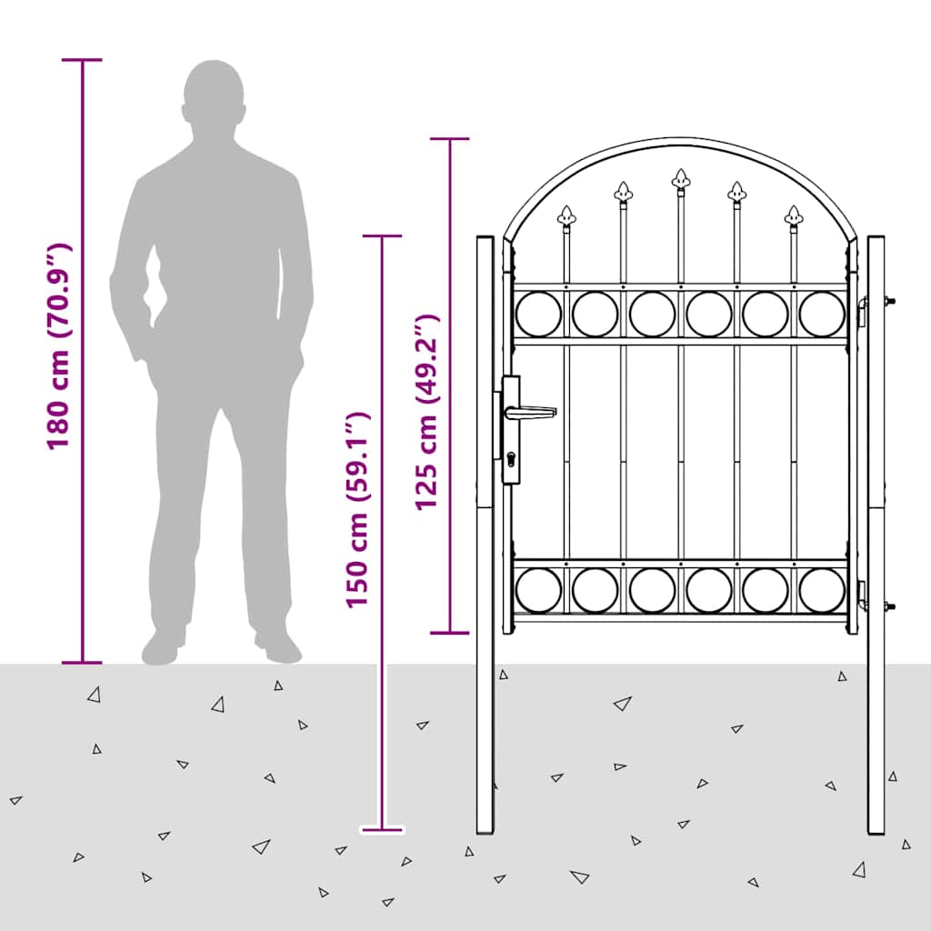 Fence Gate Grey 100 x 125 cm Powder-coated steel