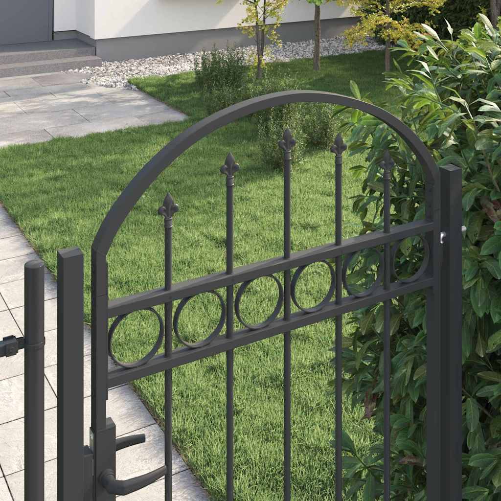 Fence Gate Grey 100 x 175 cm Powder-coated steel