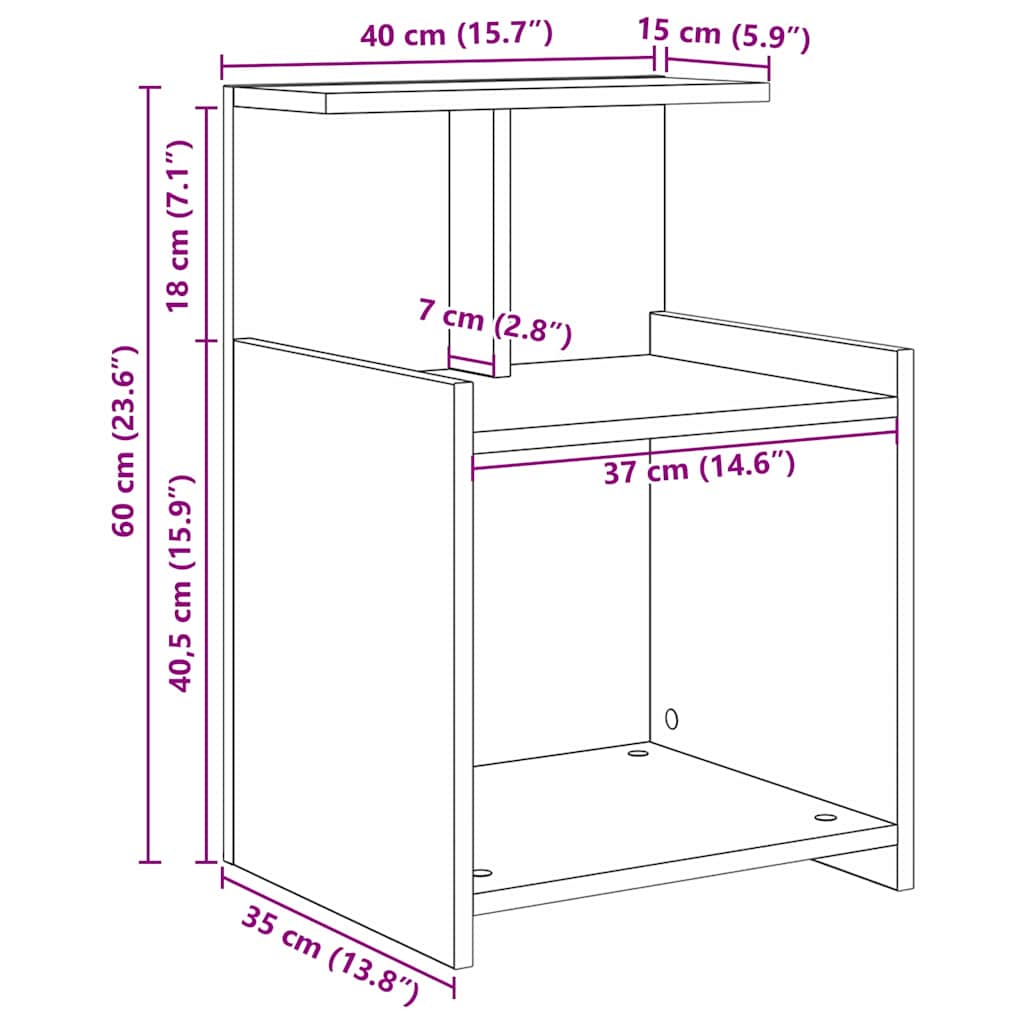 Bed Cabinet Old wood 40 x 35 x 60 cm Particle board