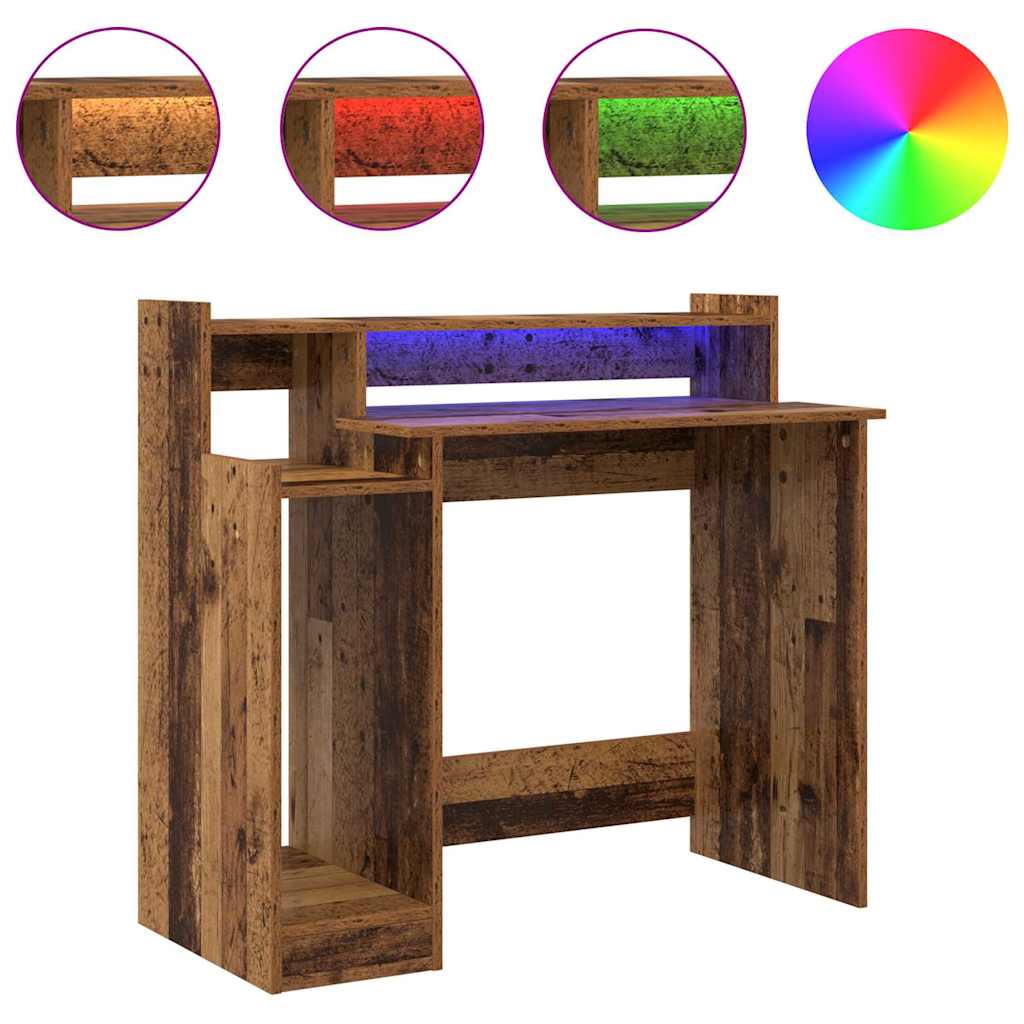 Desk with Desk Lamps Old wood 97 x 45 x 90 cm Engineered wood
