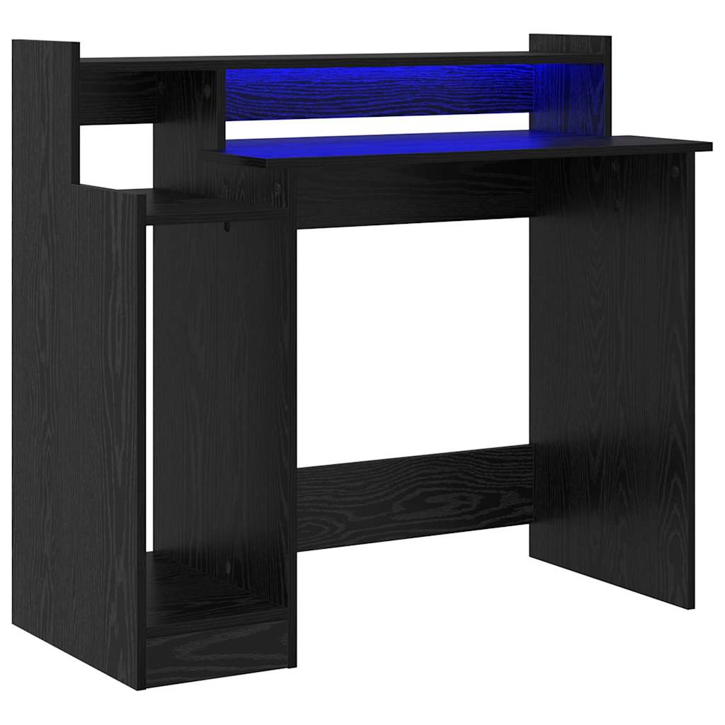 Desk with Desk Lamps Black oak 97 x 45 x 90 cm Engineered wood