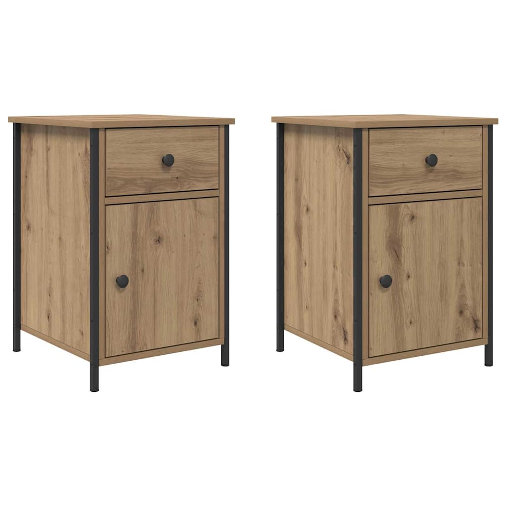 Bedside Cabinet with Drawer 2 pcs Artisan oak 40 x 42 x 60 cm