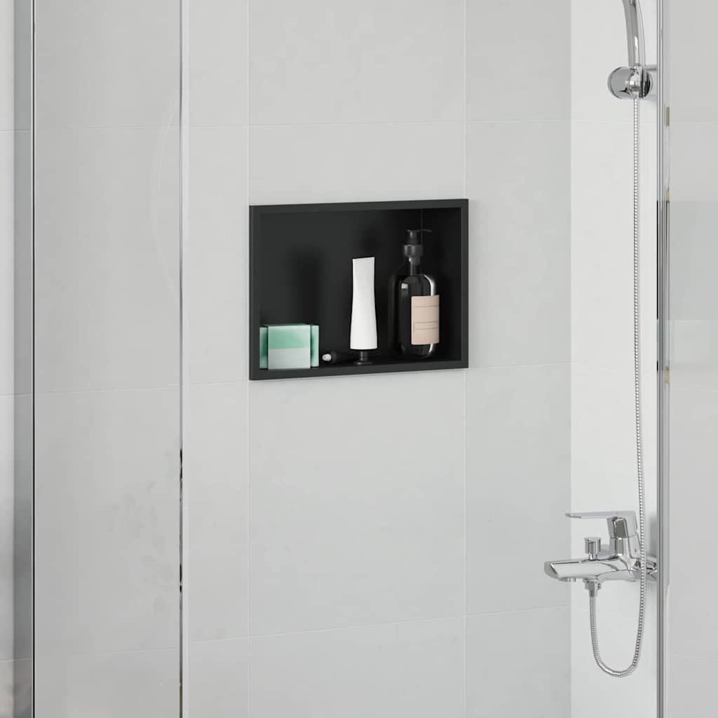 Shower Niche Black 30 x 20 x 9.5 cm Stainless Steel