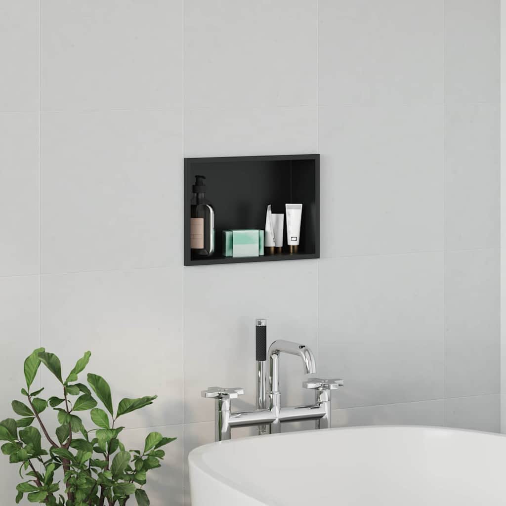 Shower Niche Black 30 x 20 x 9.5 cm Stainless Steel