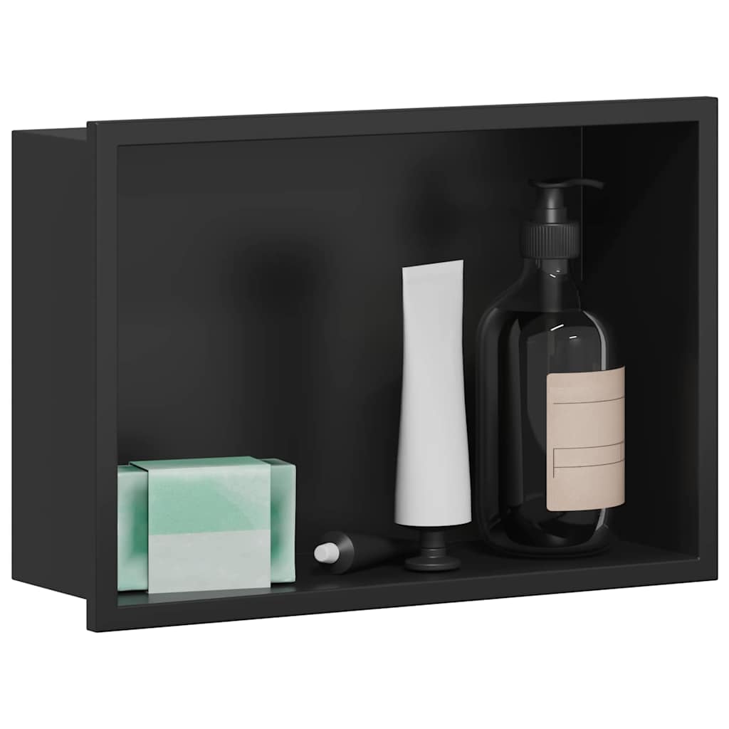 Shower Niche Black 30 x 20 x 9.5 cm Stainless Steel