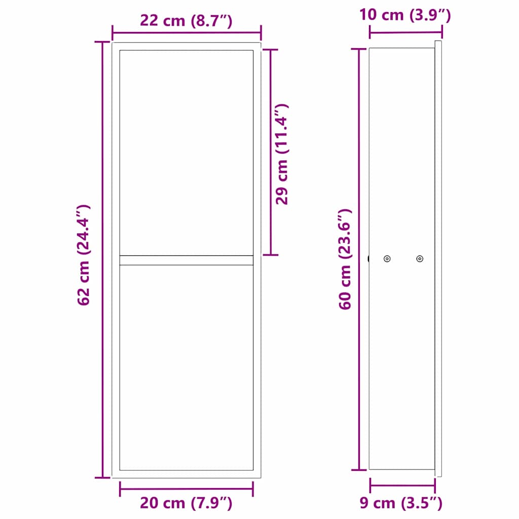 Shower Niche Black 60 x 20 x 9.5 cm Stainless Steel