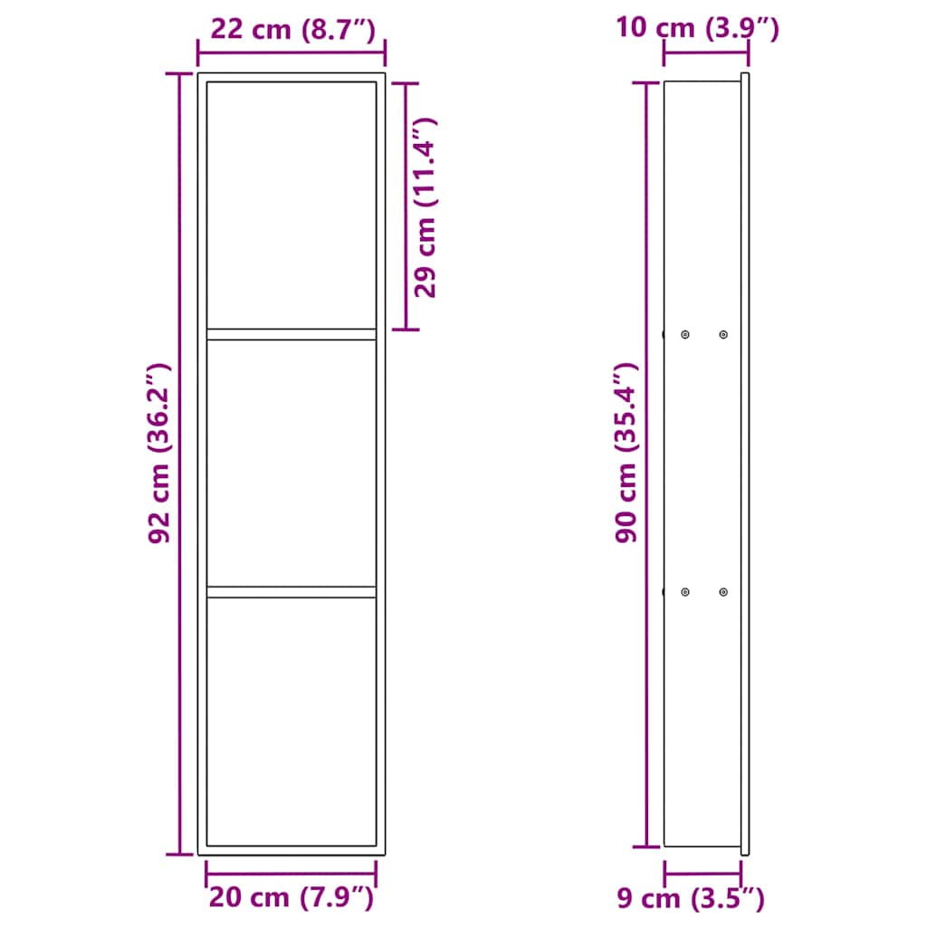 Shower Niche Black 90 x 20 x 9.5 cm Stainless Steel