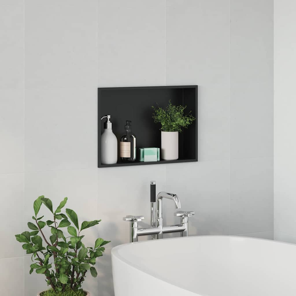 Shower Niche Black 45 x 30 x 9.5 cm Stainless Steel