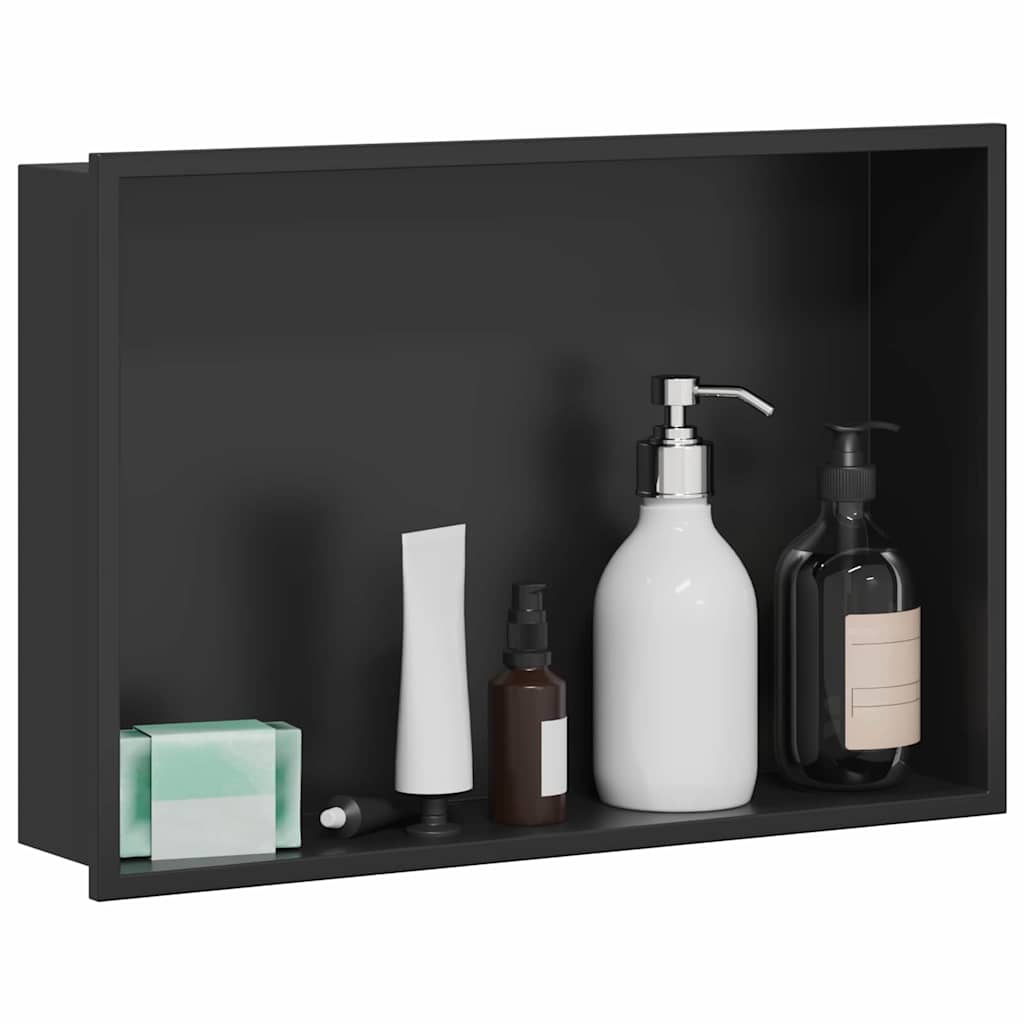 Shower Niche Black 45 x 30 x 9.5 cm Stainless Steel