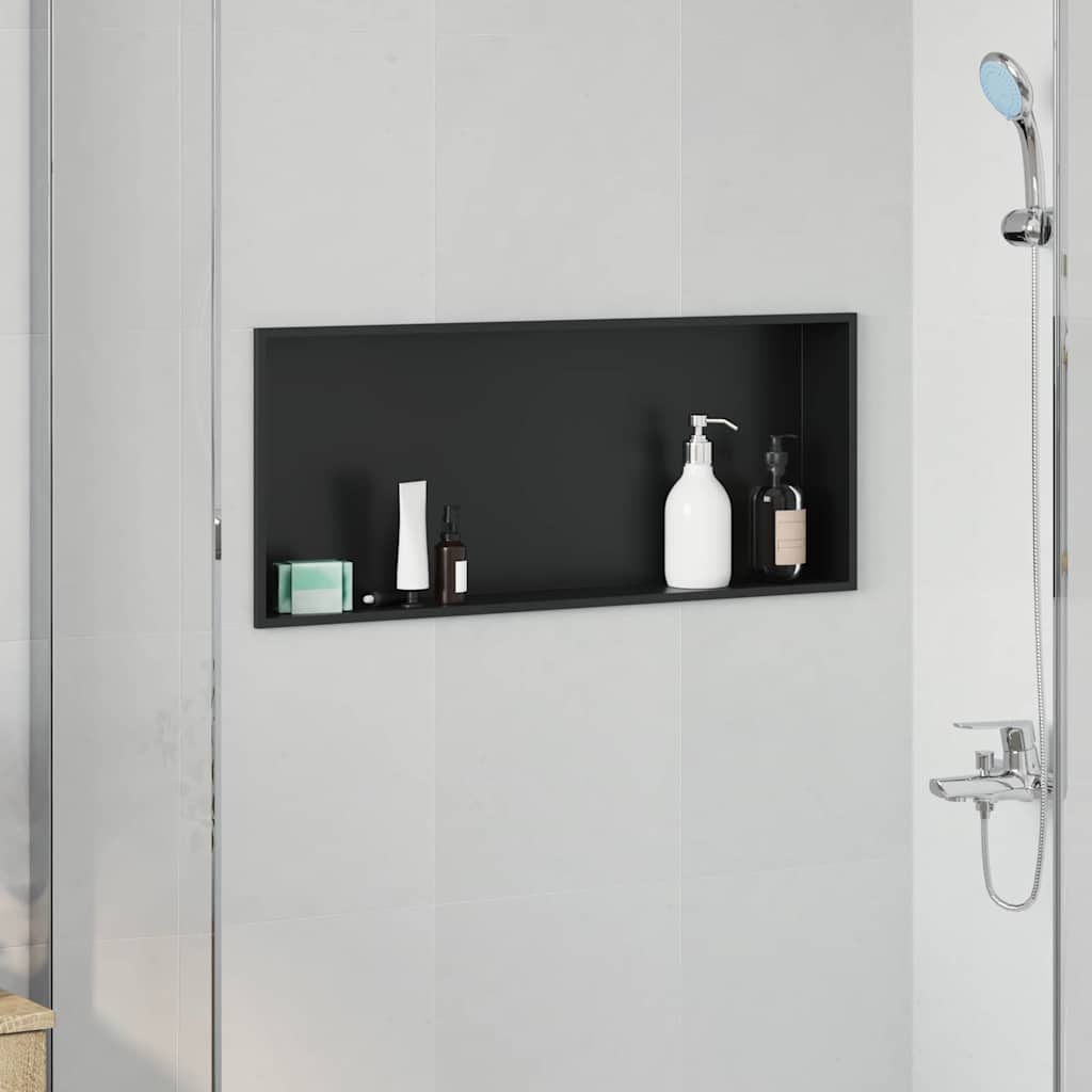 Shower Niche Black 75 x 30 x 9.5 cm Stainless Steel