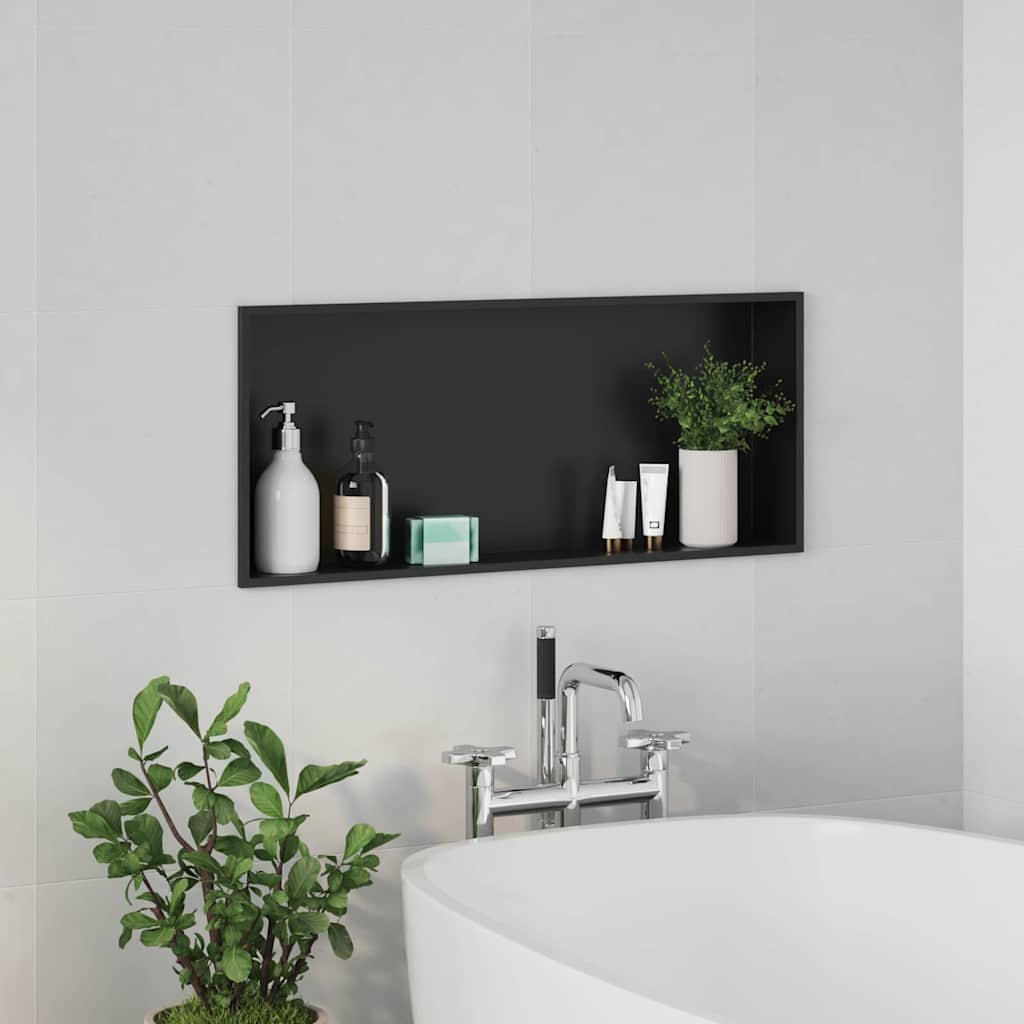 Shower Niche Black 75 x 30 x 9.5 cm Stainless Steel