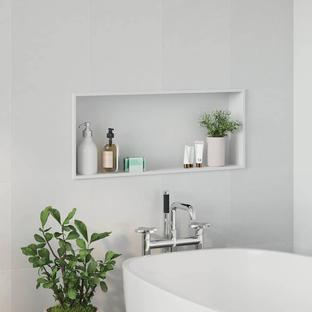 Shower Niche White 75 x 30 x 9.5 cm Stainless Steel