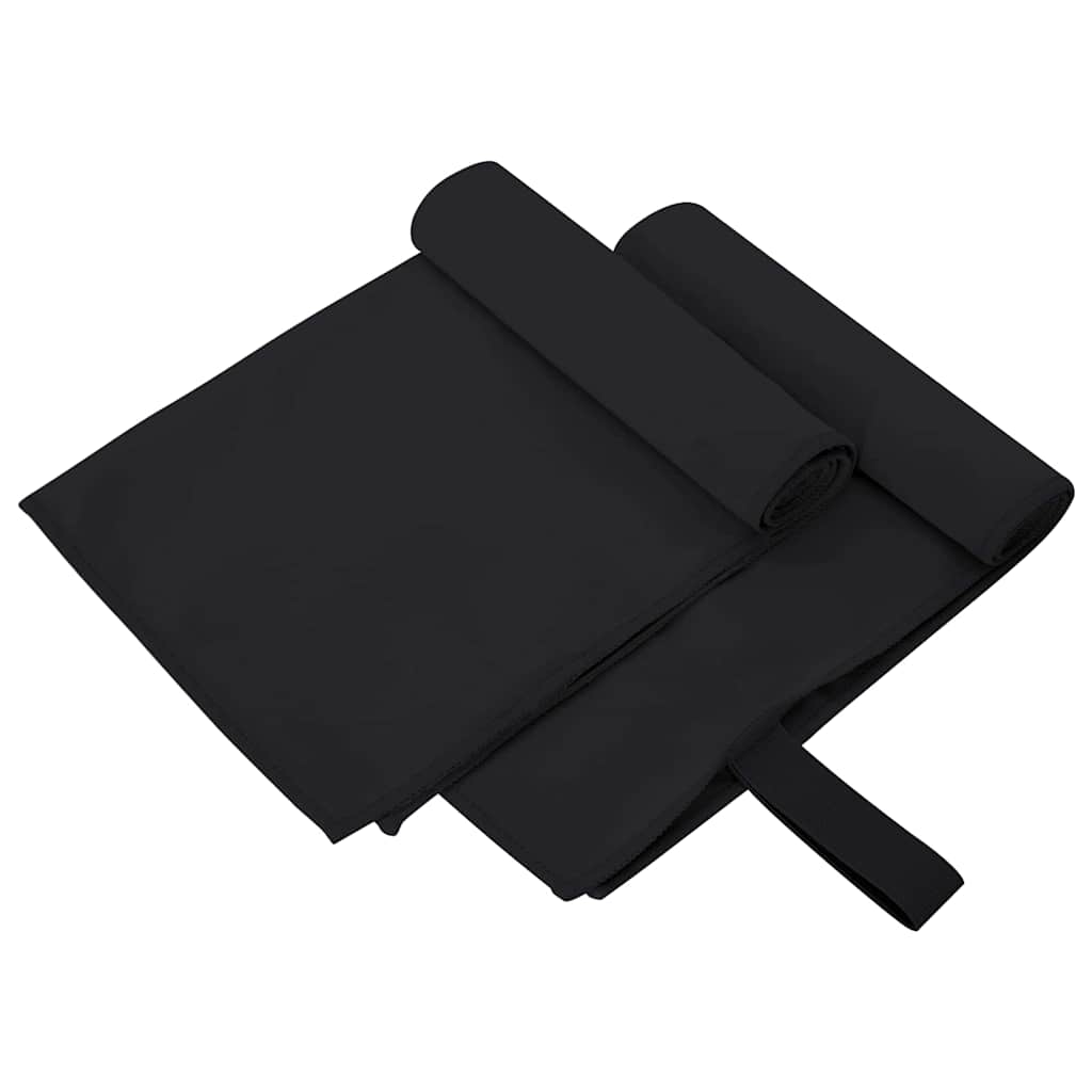 Sports Towels 2 pcs Black 50 x 30 cm Polyester and polyamide