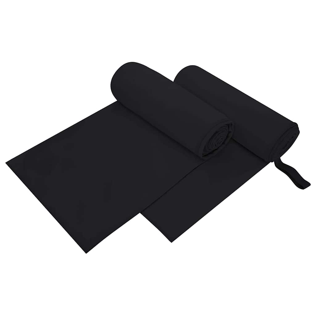 Sports Towels 2 pcs Black 200 x 100 cm Polyester and polyamide