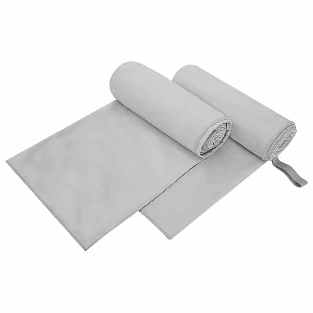 Sports Towels 2 pcs Grey 200 x 100 cm Polyester and polyamide