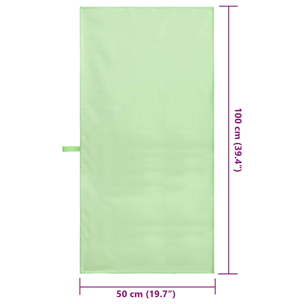 Sports Towels 2 pcs Green 100 x 50 cm Polyester and polyamide