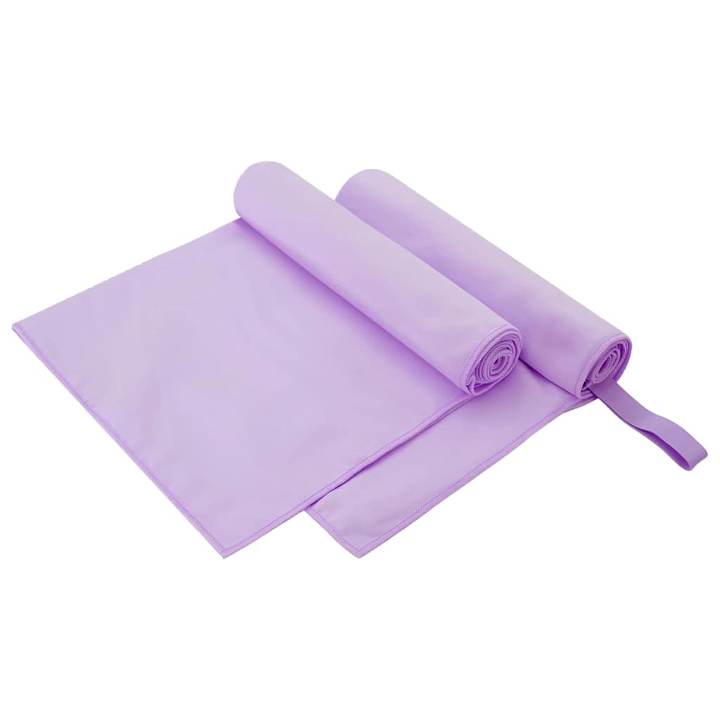 Sports Towels 2 pcs Purple 100 x 50 cm Polyester and polyamide