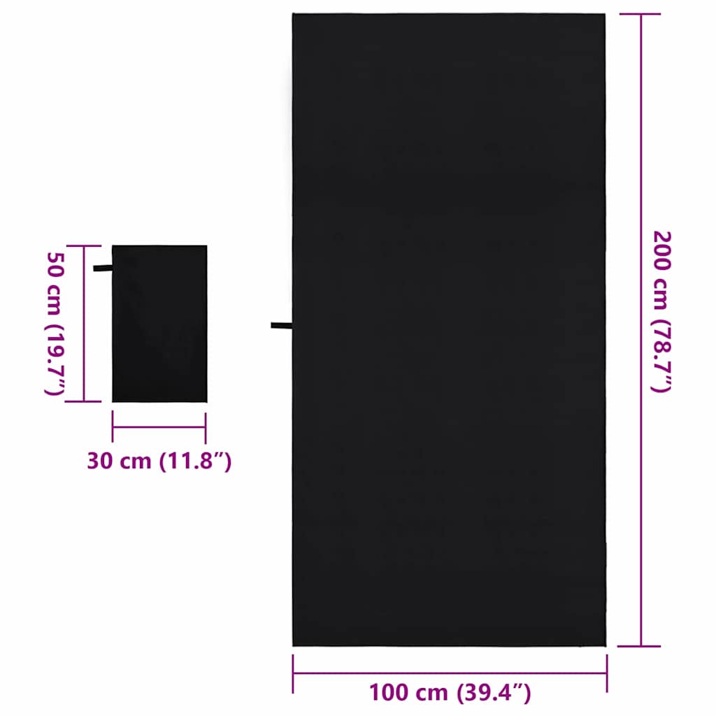 Sports Towel Set Other Black Fabric