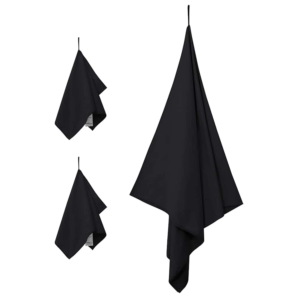 Sports Towel Set 3 pcs Black Polyester and Polyamide