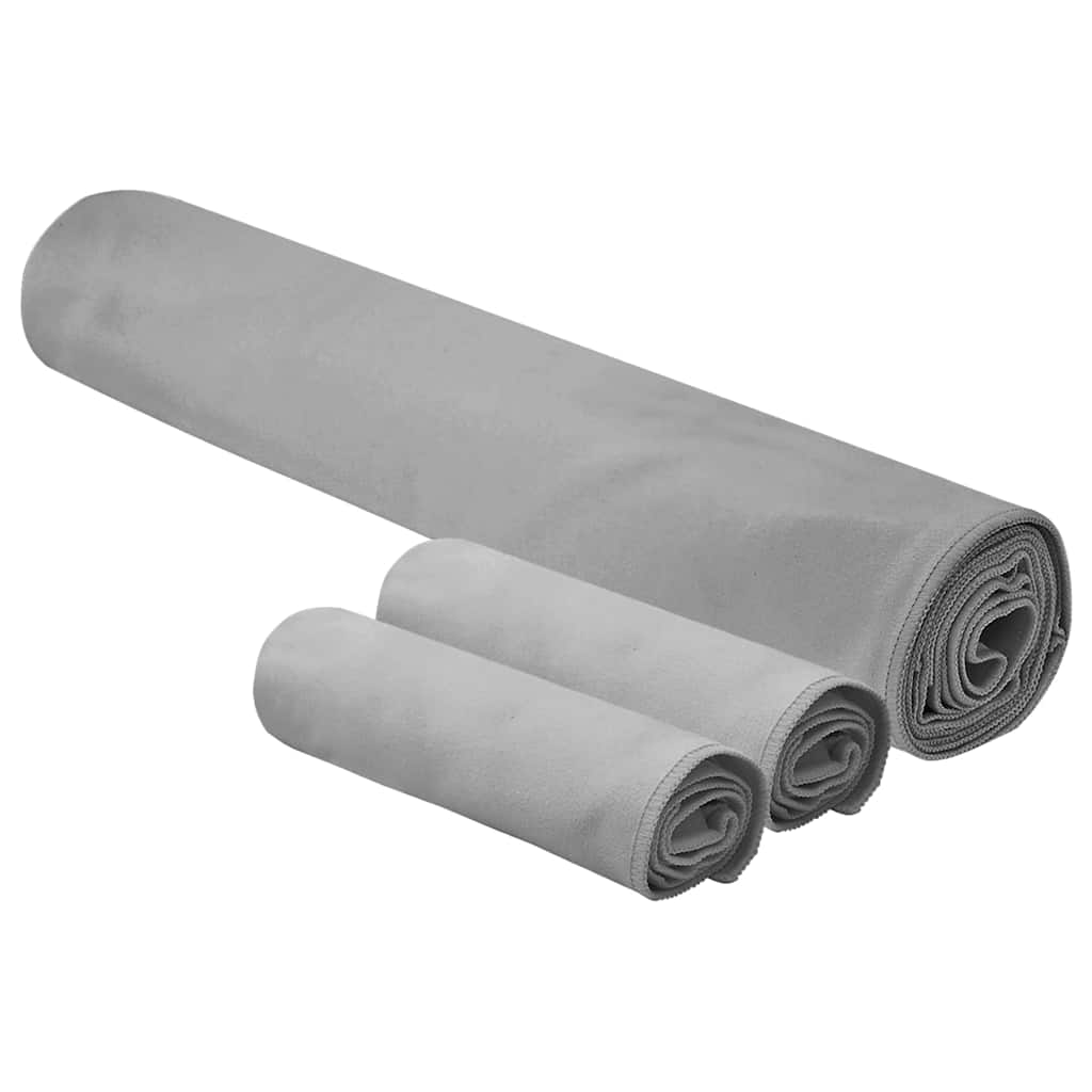 Sports Towel Set 3 pcs Dark Grey Polyester and Polyamide