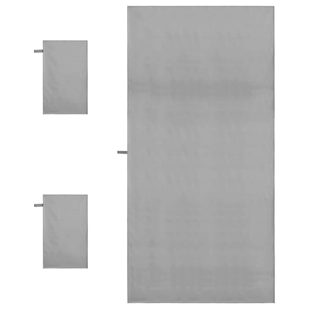 Sports Towel Set 3 pcs Dark Grey Polyester and Polyamide