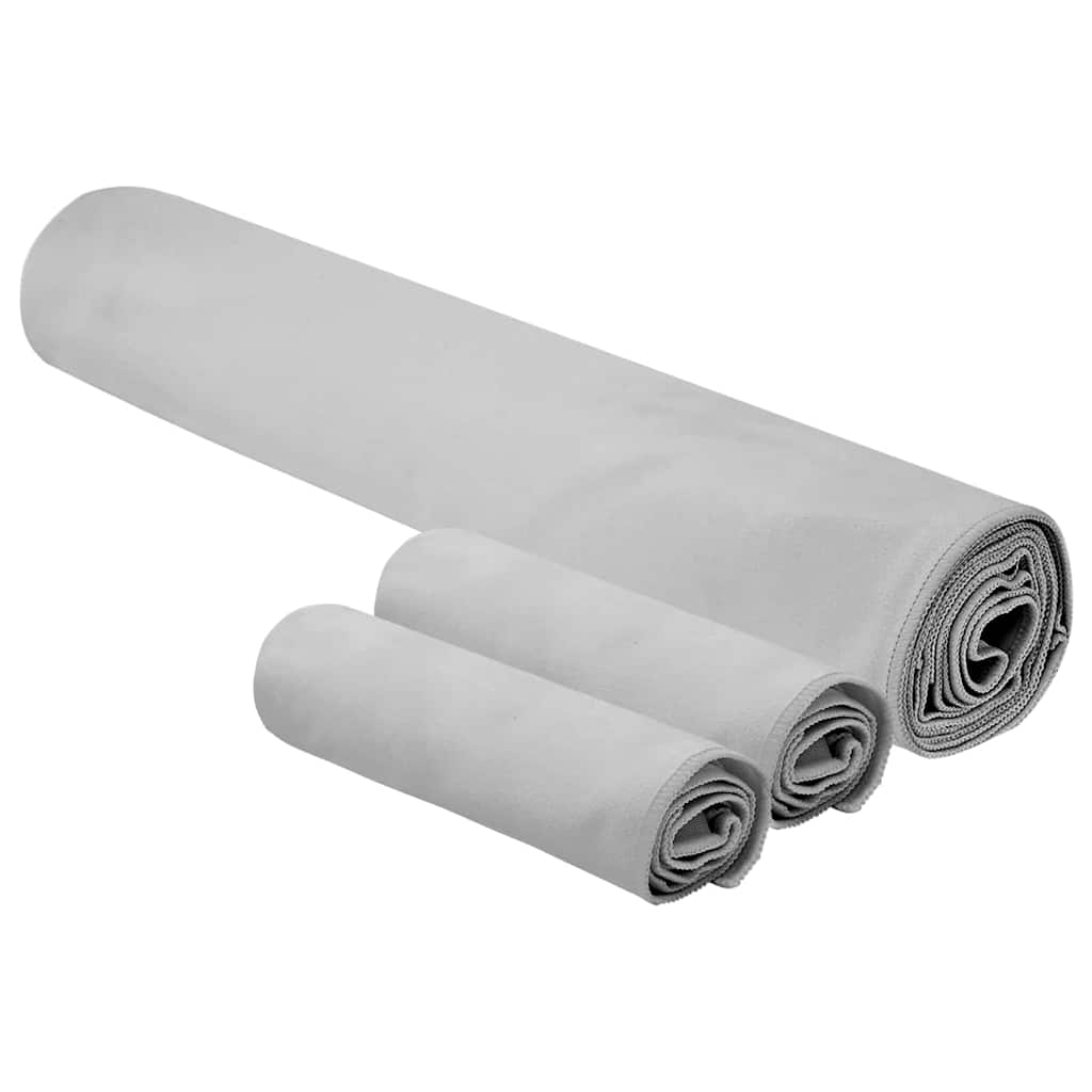 Sports Towel Set 3 pcs Grey Polyester and Polyamide