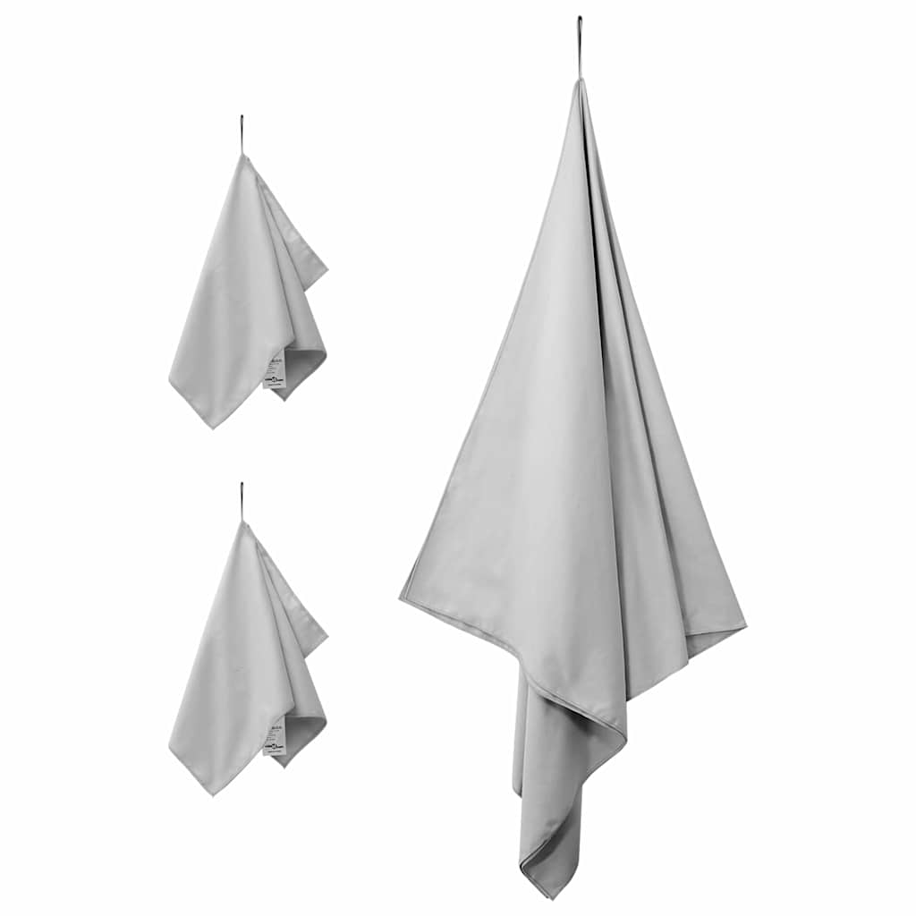 Sports Towel Set 3 pcs Grey Polyester and Polyamide