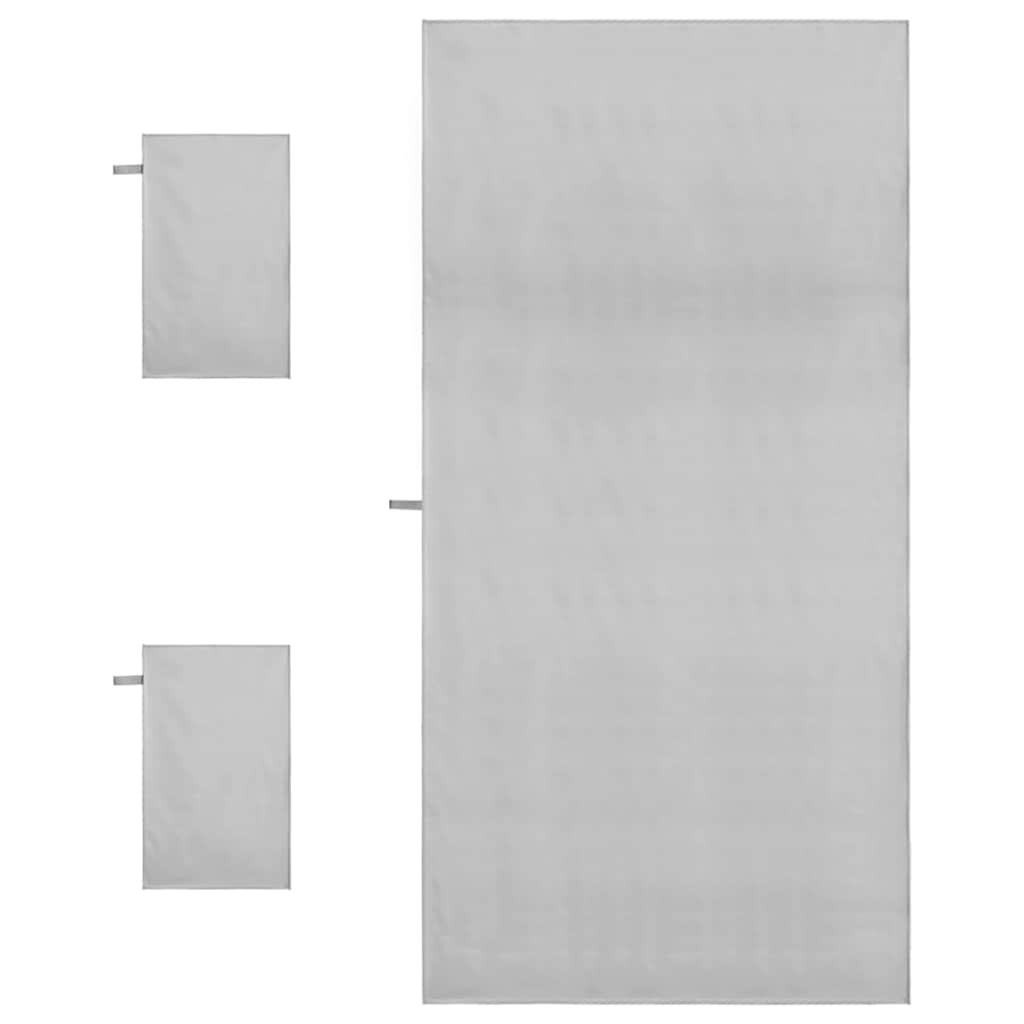 Sports Towel Set 3 pcs Grey Polyester and Polyamide