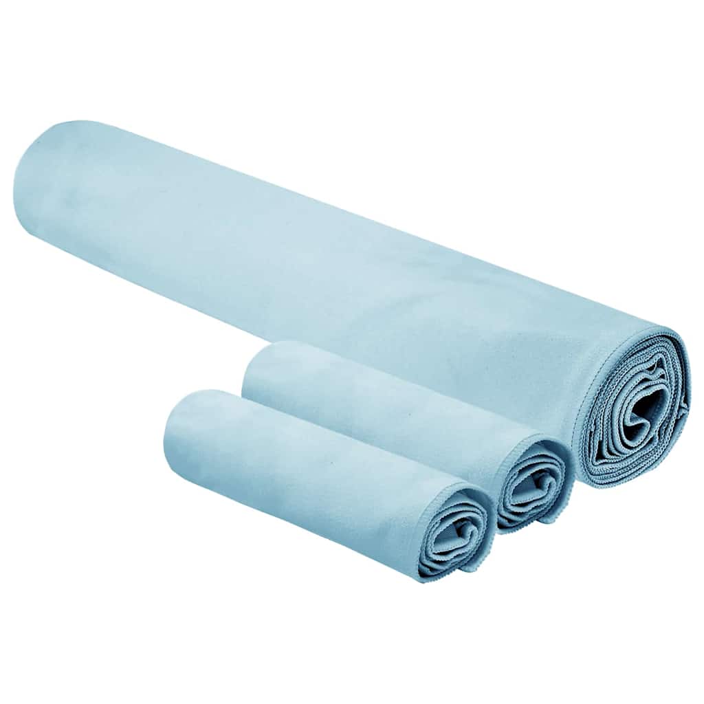 Sports Towel Set 3 pcs Blue Polyester and Polyamide
