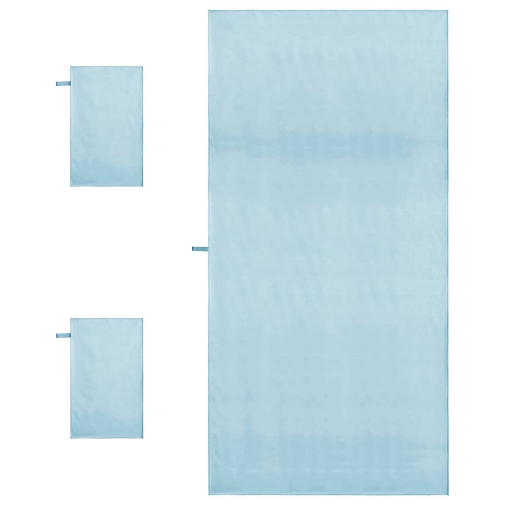 Sports Towel Set 3 pcs Blue Polyester and Polyamide