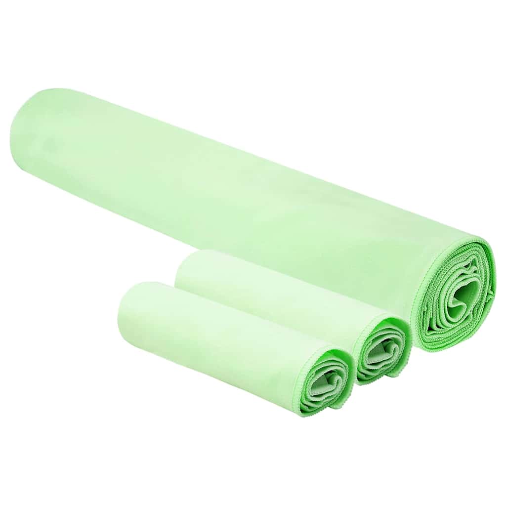 Sports Towel Set 3 pcs Green Polyester and Polyamide