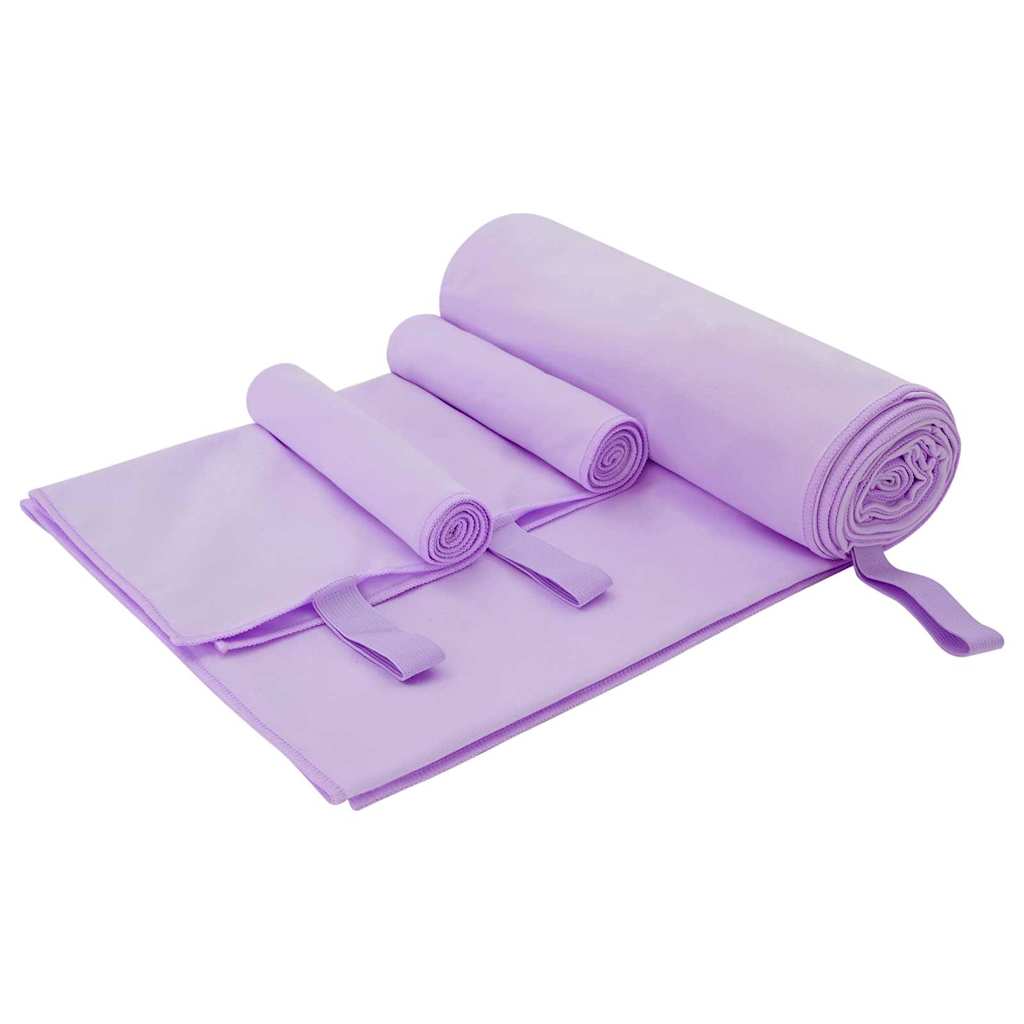 Sports Towel Set 3 pcs Purple Polyester and Polyamide