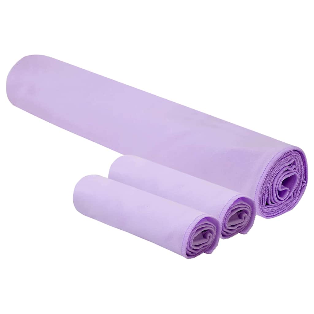 Sports Towel Set 3 pcs Purple Polyester and Polyamide