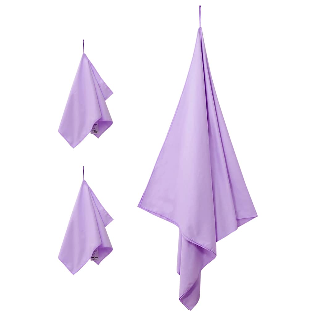Sports Towel Set 3 pcs Purple Polyester and Polyamide