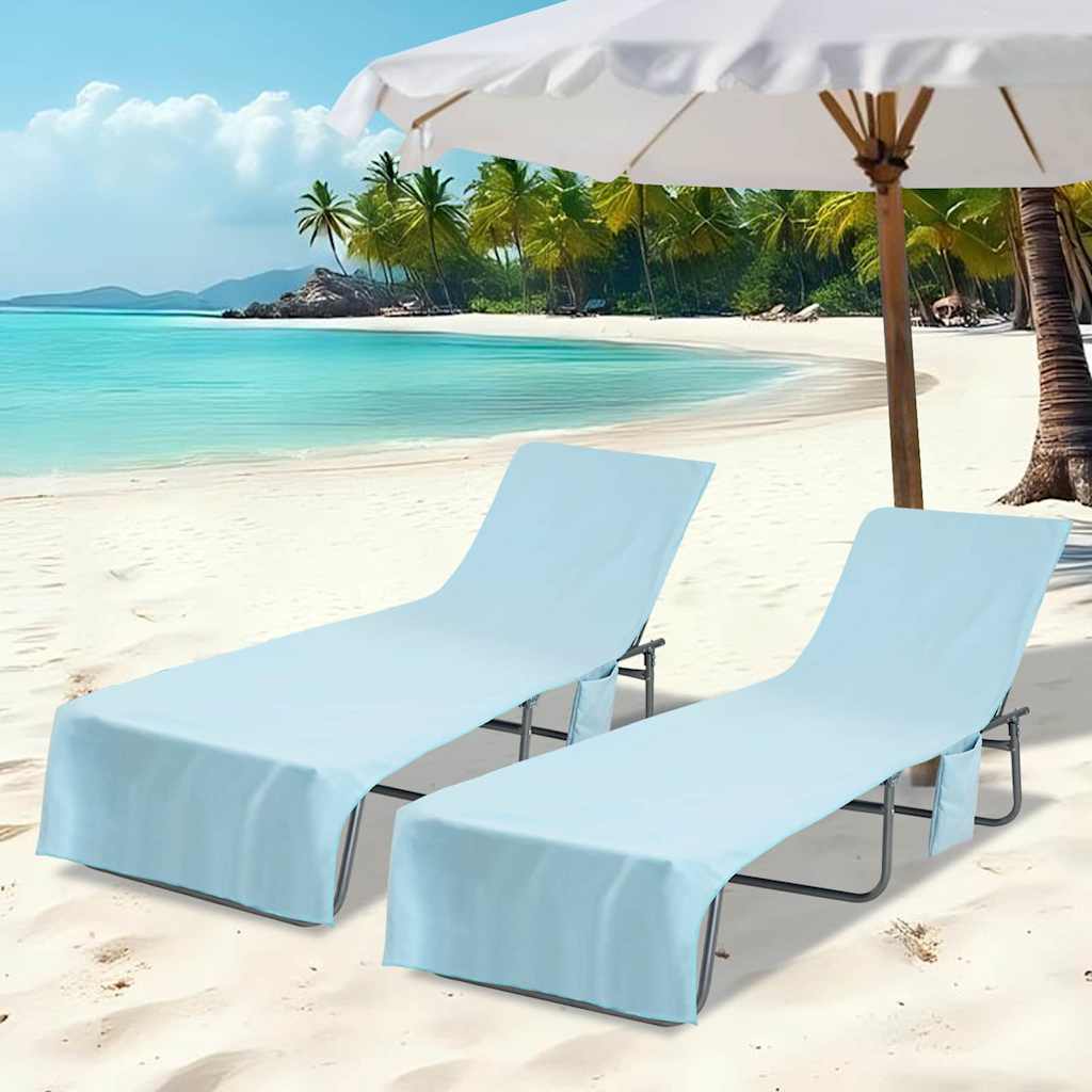 Sunlounger Towels 2 pcs Blue 210 x 75 cm