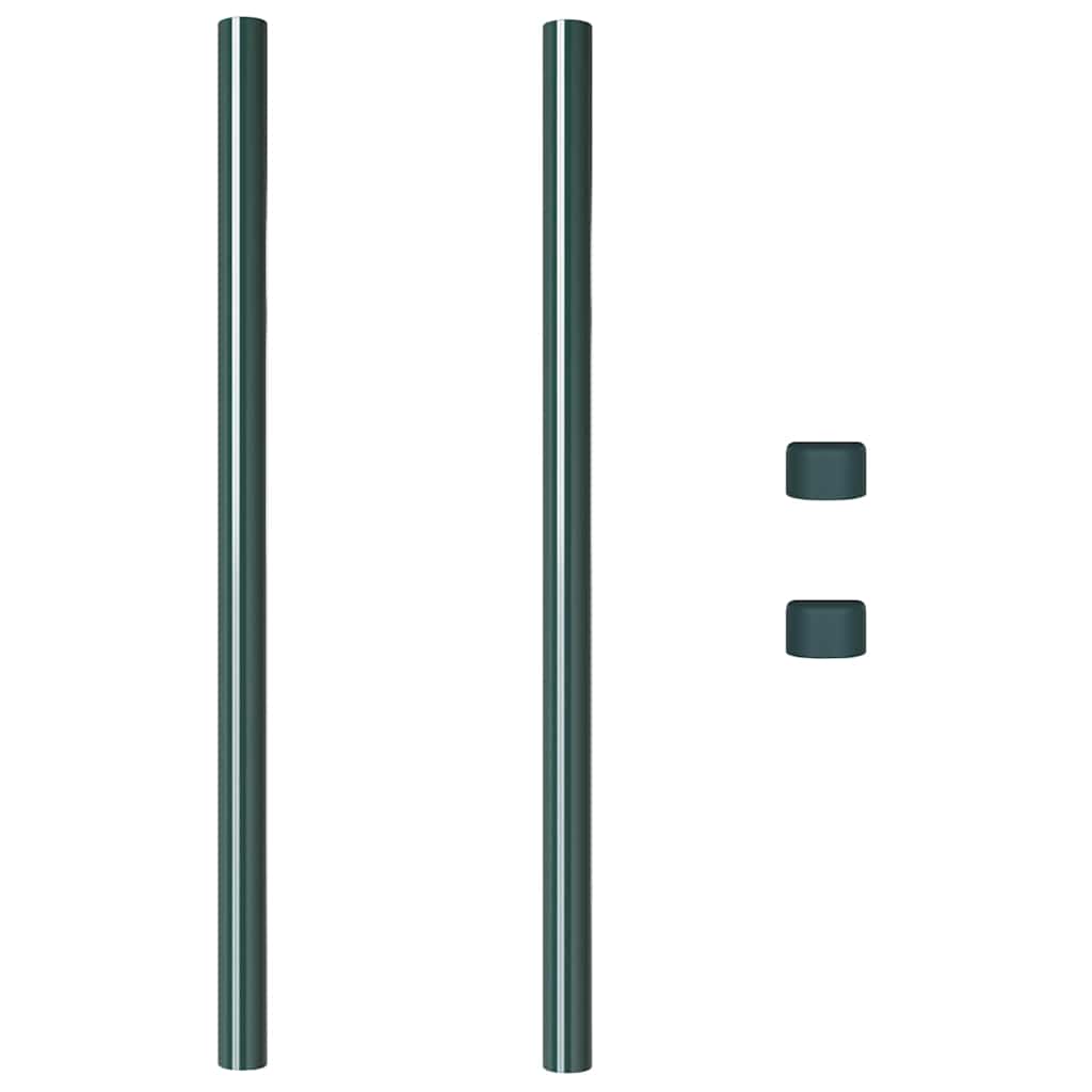 Fence Posts 2 pcs Green 100 cm Powder-coated steel