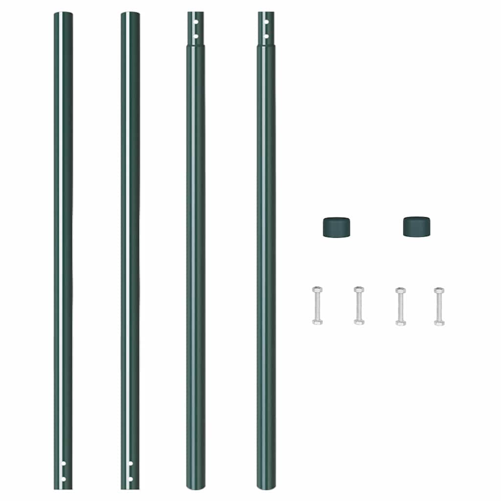 Fence Posts 2 pcs Green 140 cm Powder-coated steel