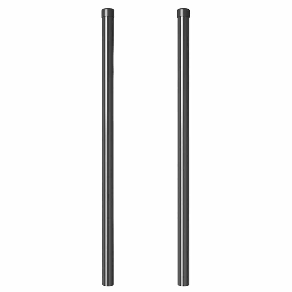 Fence Posts 2 pcs Grey 100 cm Powder-coated steel