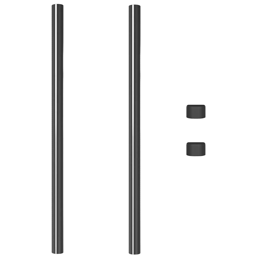 Fence Posts 2 pcs Grey 100 cm Powder-coated steel