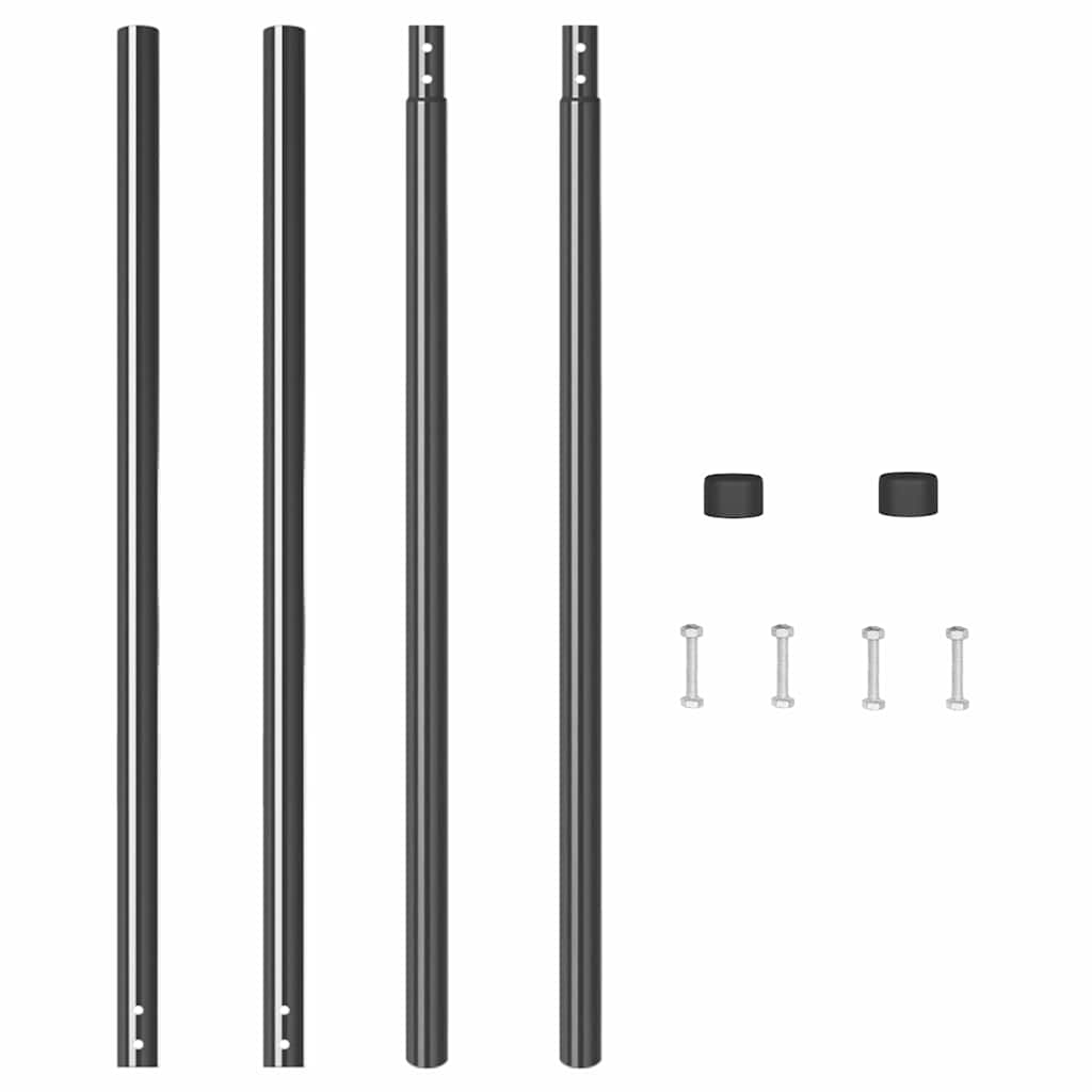 Fence Posts 2 pcs Grey 160 cm Powder-coated steel