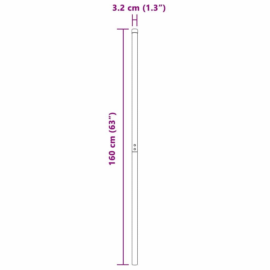 Fence Posts 2 pcs Grey 160 cm Powder-coated steel