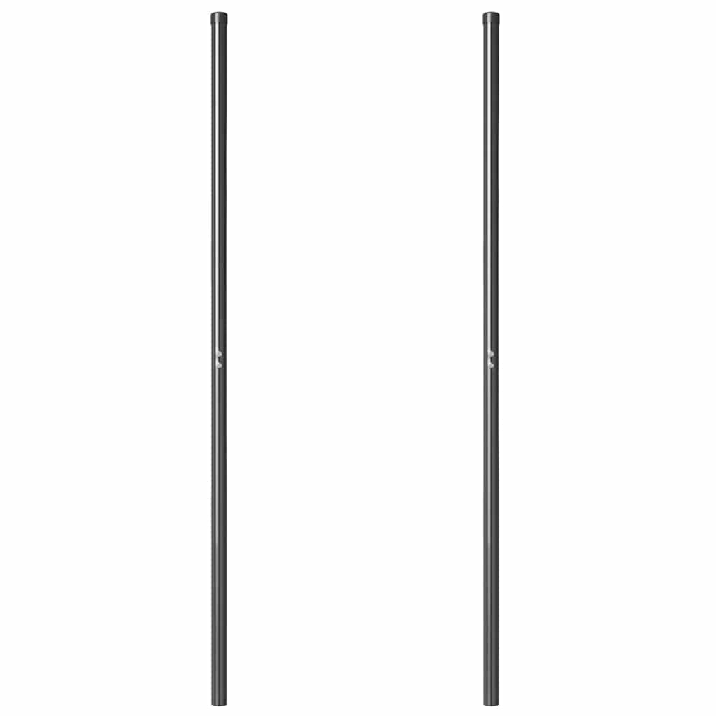Fence Posts 2 pcs Grey 180 cm Powder-coated steel