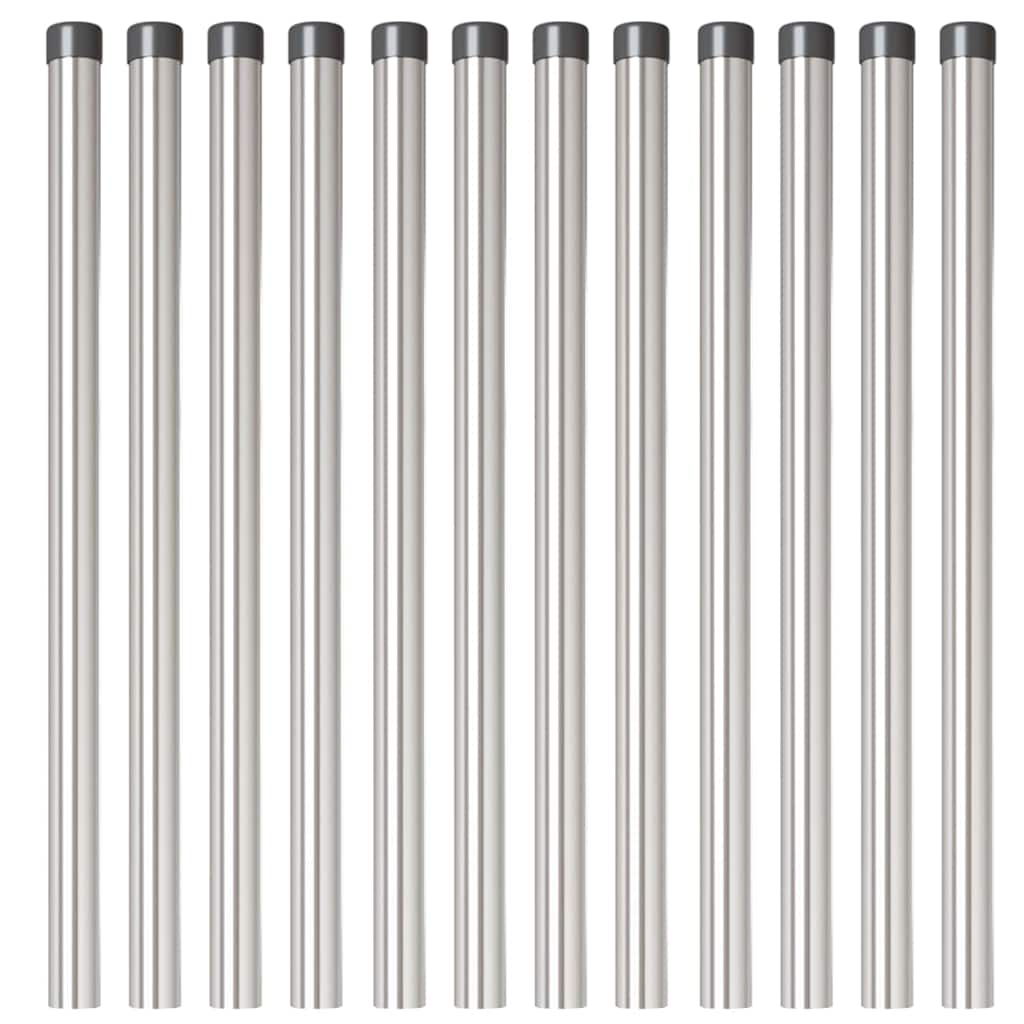 Fence Posts 12 pcs Silver 80 cm Powder-coated steel